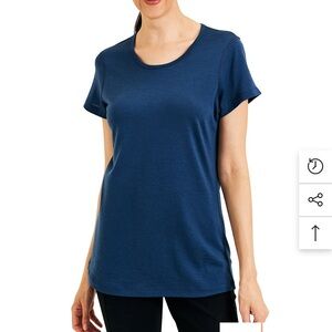 Metarino 100% Merino Wool Crew Shirt Navy Blue Women's Top 2XL EUC